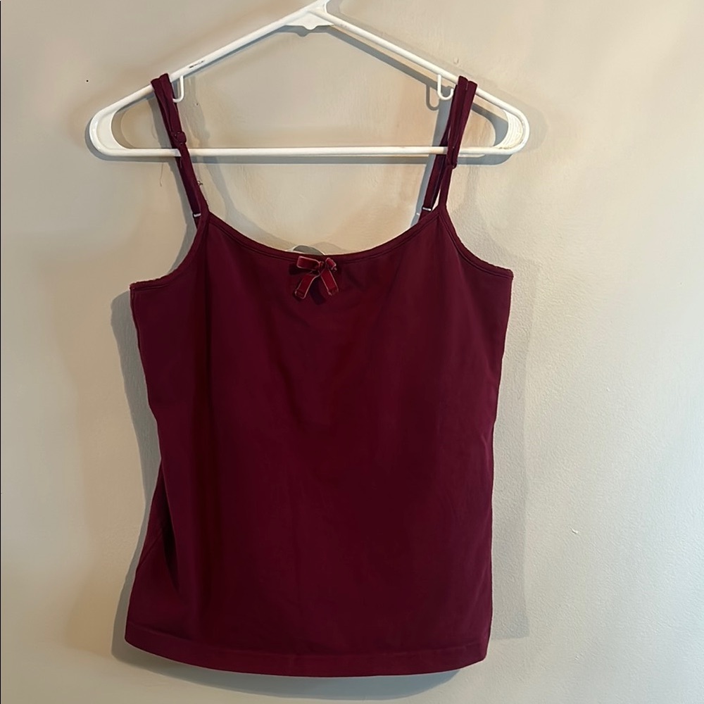 Red Fitted Sleeveless Camisole with Tie Front